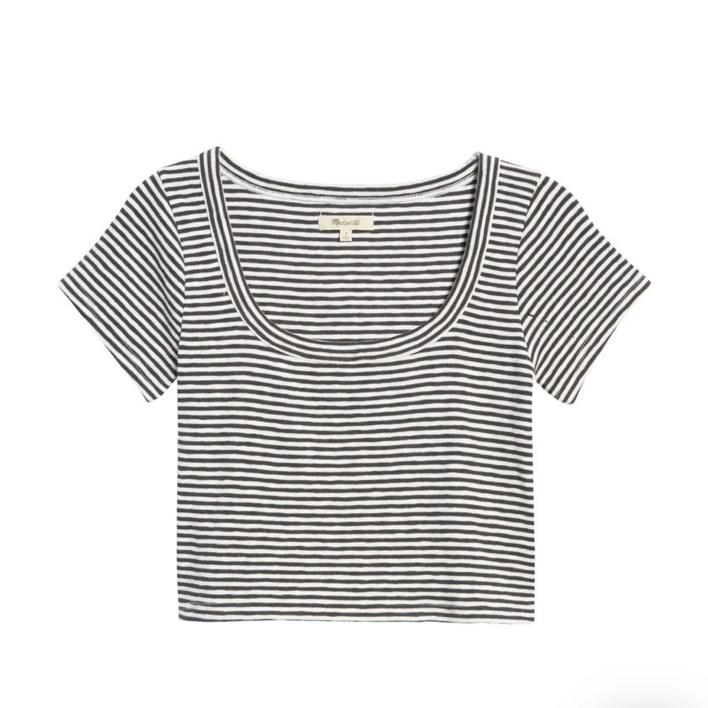 Madewell Black and White Stripped Crop Top